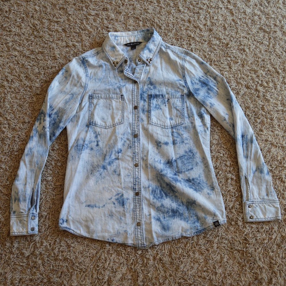 Rock & Republic Long Sleeve Button Up Jean Shirt S